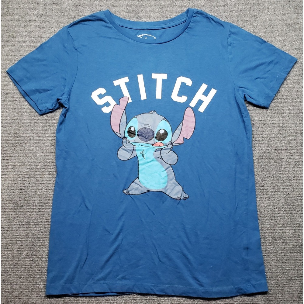 Disney T-Shirt Adult Large Blue Graphic Tee Lilo & Stitch Cartoon